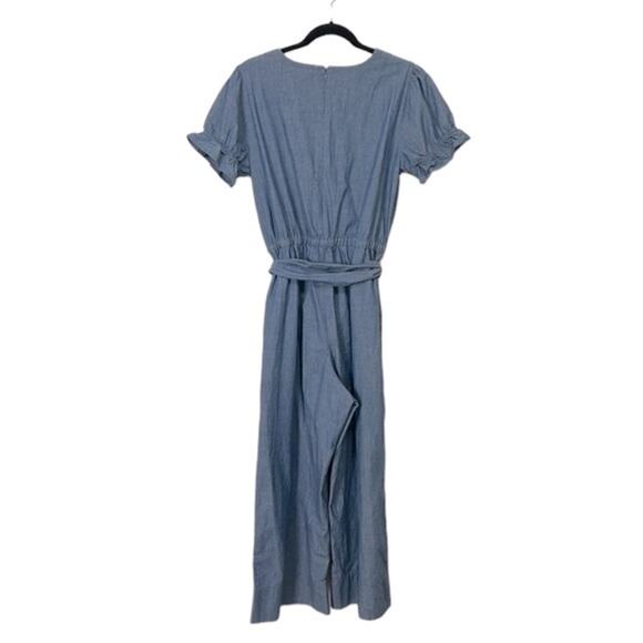J. Crew Chambray Ruffle Sleeve Belted Wide Leg Jumpsuit, Women’s 8T - Picture 7 of 7